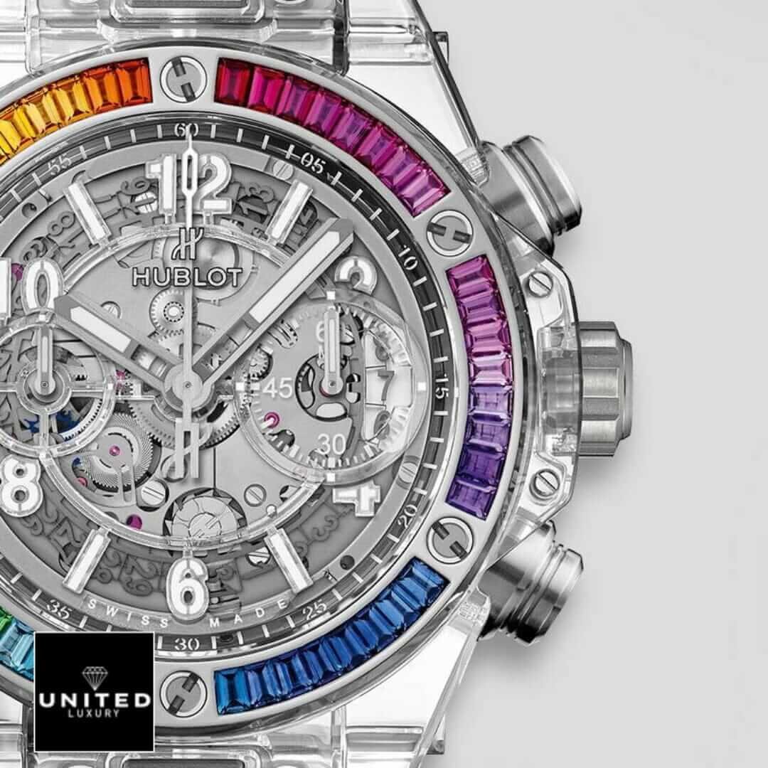 Hublot Big Bang Rainbow Bezel White Dial Replica white background
