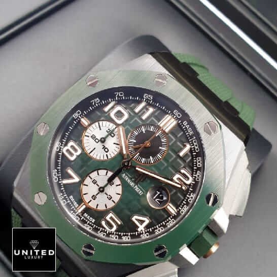 Audemars Piguet Royal Oak Offshore 26405CE.OO.A056CA.01 "Green Dial" High-End Clone Quality ap green black ceramic replica left