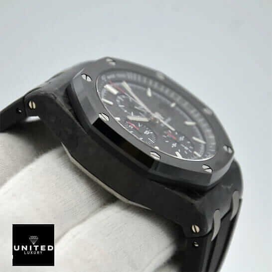 Audemars Piguet Royal Carbon Case All Black Replica side view white background