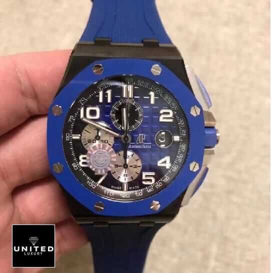 Audemars Piguet Royal Oak Offshore Chronograph 26405CE.OO.A002CA.01 "Black & Blue" Near Original Replica ap royal offshore blue replica hand2