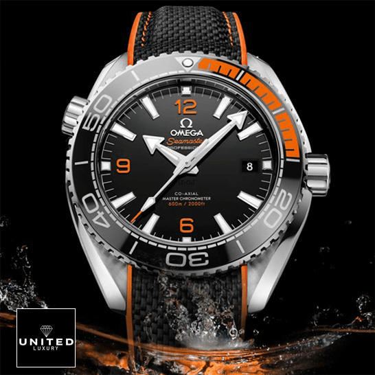 Omega Seamaster Black Dial Orange Bezel Replica black background