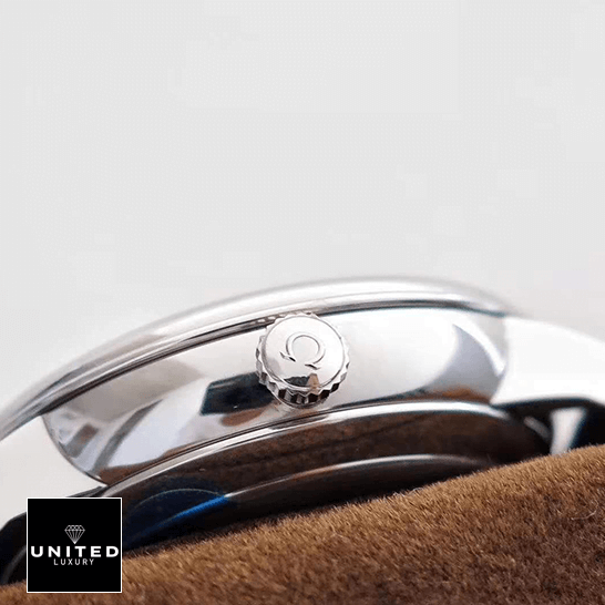 Omega De Ville Stainless Steel Claps 424.53.40.21.04.001 Replica crown on the omega logo