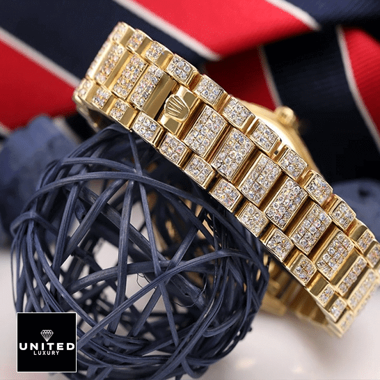 Rolex Day-Date 36 18038 Replica Full Diamond Oyster Bracelet on the Rolex logo