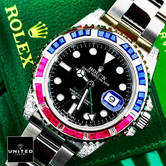 Rolex GMT Master II 116710 Blue-Red Gem-Set Bezel Replica